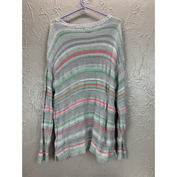 Women's‎ Apt. 9 Striped Pullover Sweater Open Knit Tunic Baggy Plus Size 1X - Picture 3 of 3
